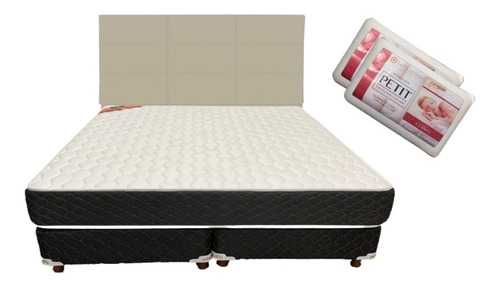 Combo Sommier Spring Piero 190 X 160 + Respaldo Y Almohadas