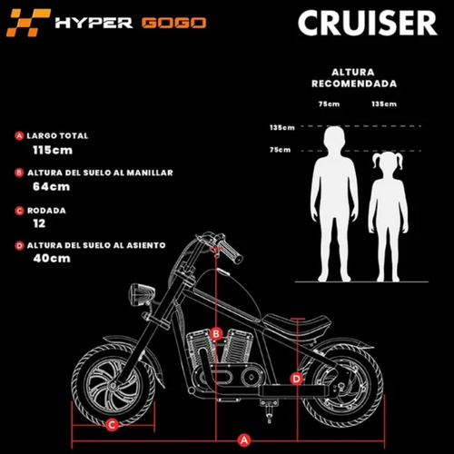 Moto Eléctrica Infantil Hyper Gogo Cruiser 12 Drop002