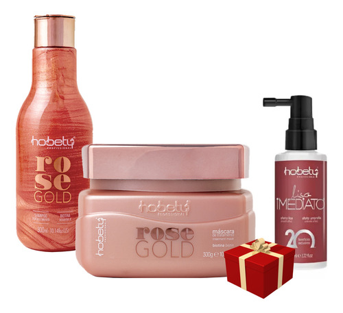 Hobety Kit Rose Gold Shamp E Masc 300g + Liso Imediato 110ml