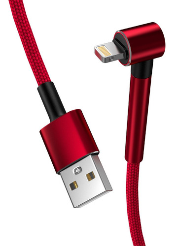 Cable Para Lightning Datos Mallado Soporte Metal 2.4a Skyway Color Rojo