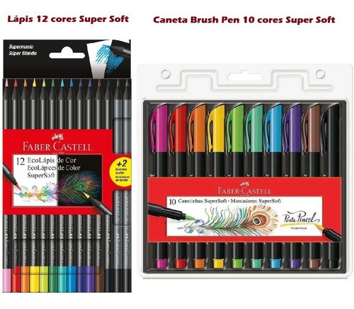 Caneta Brush + Lápis Color Faber Castell Super Soft 22 Cores