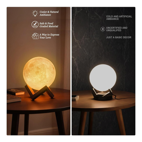 Lámpara De Mesa Con Forma De Luna, De Mydethun, Luz Nocturna