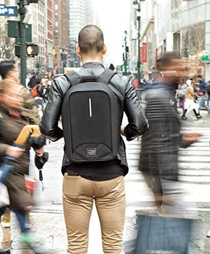 Mochila De Viaje Para Portátil, Bolsa Negra Antirrobo Con Pu