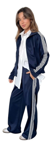 Pantalon Palazo Joging Con Rayas Al Costado