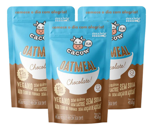 3x Mix De Proteínas Oatmeal Cacow Chocolate 450g