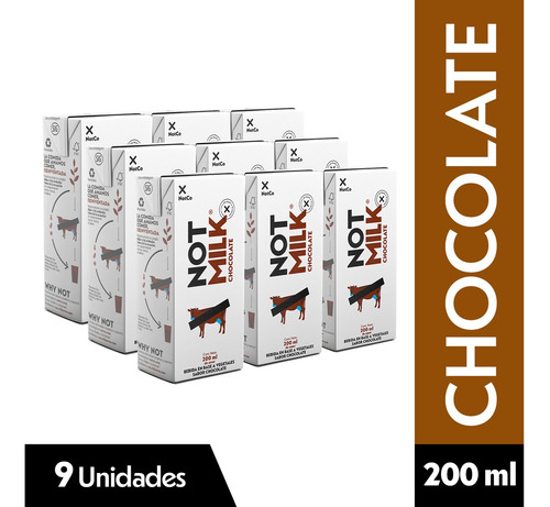 Bebida Vegetal Notmilk Chocolate Pack 9un X 200cc