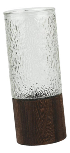 Jarrón De Vidrio Con Base De Madera Elegante Jarrón