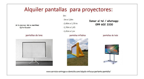 Imagen 3 de 6 de Alquiler Proyectores, Pantallas, Etc. A Domicilio En Quito