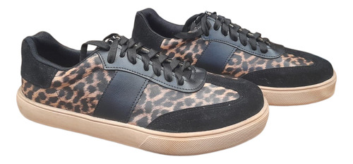 Sam123 Zapatillas Talles Grandes Mujer Negras Con Print