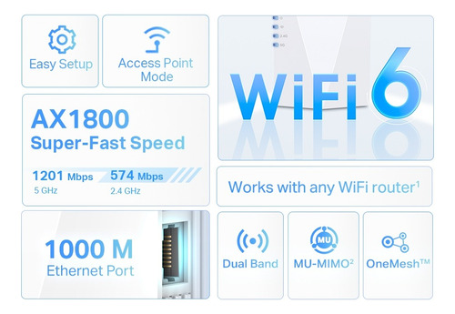 Extensor De Rango Repetidor Wifi 6 Ax1800 Re600x Tp-link