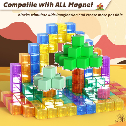 Apluses 45 Bloques Magnéticos Cubos Magnéticos Transpa