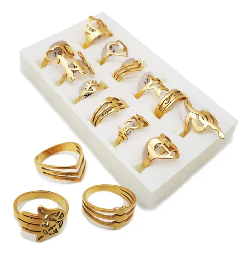 Anillos acero quirurgico dorado hotsell