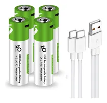 Comprar Paquete 4 Pilas Aa Recargables Usb C 2600mwh 1.5v, Carga Rápida, Alta Duración, Incluye Cargador Usb C De Doble Entrada, Ideal Para Controles Y Todo Tipo de Dispositivos