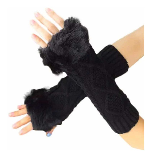 En Stock Abfa Shop Guantes Mitones Largos Peluche Negro