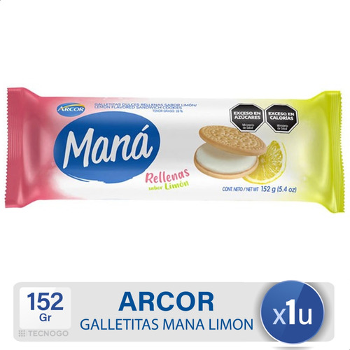 Galletitas Arcor Mana Livianas Rellenas Sabor Limon Dulces