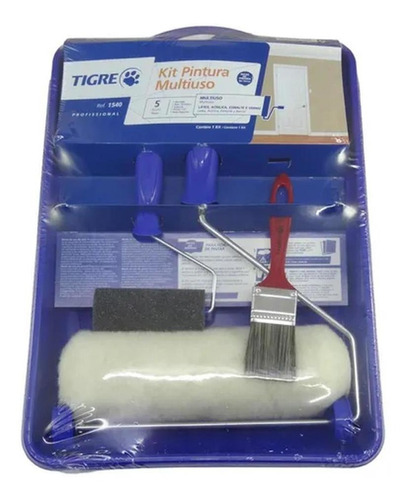 Kit Pintura Multiuso Rolo Pincel Bandeja 1540 Tigre 5 Peças