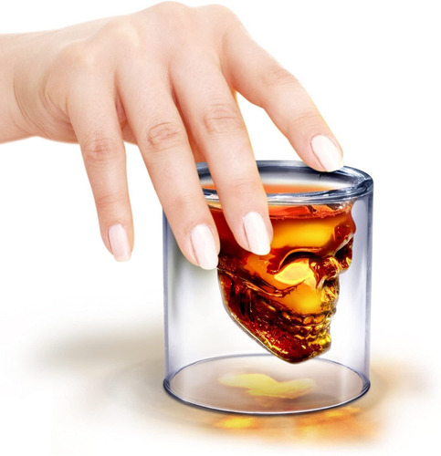 Set De Shots 2 Vasos Cristal Calavera Craneo 13 Cm (2 Pzas)