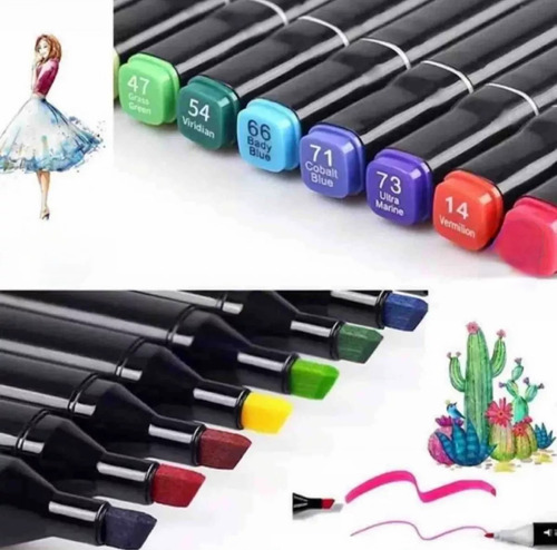 Set X 12 Marcadores Artistico Sketch Doble Punta Al Agua