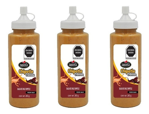 Salsa Chipotle Cremosa Zaaschila Tipo Casera Aderezo 3-pack
