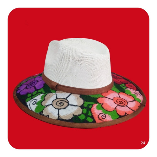 Imagen 1 de 10 de Elegante Sombrero Artesanal De Gamuza Bordado Mediano 3