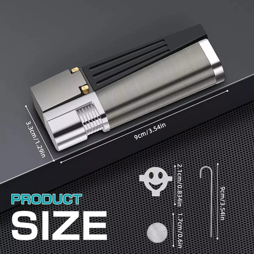 Encendedor De Metal Con Pipa Plegable De Cigarrillos A Prueba De Viento Saiviek, Encendedor De Cigarrillos De Una Sola Llama, Llama Ajustable Y Gas Butano Recargable,con Herramientas De Ajuste