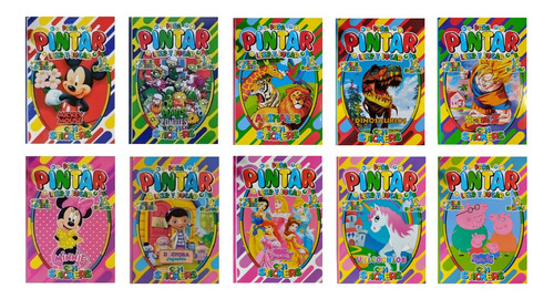 10 Libros P/ Colorear Leer Y Jugar 16 Páginas Con Stickers