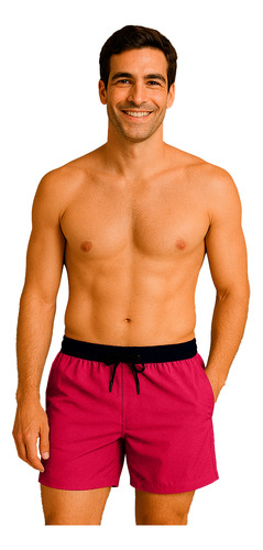 Traje De Baño Hombre Con Cordón Y Bolsillos Ideal Playa Rojo Xl