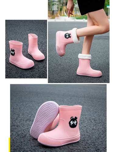 Botas De Lluvia Impermeables Afelpadas Dama Mujer