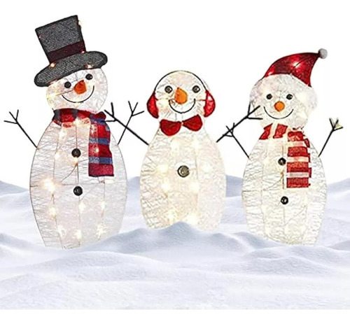 Adorno Navideño Intermitente Led De Muñeco De Nieve De Jardí