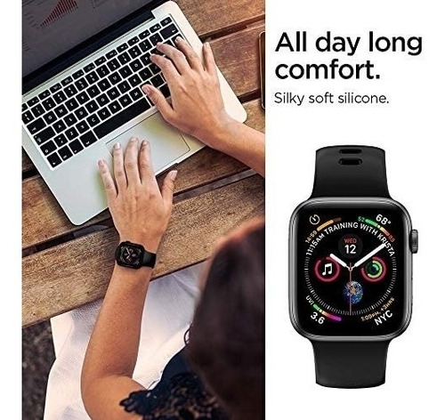 Imagen 2 de 6 de Malla Spigen Silicone Fit Apple Watch 40mm O 38mm Negra