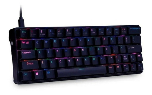 Imagem 3 de 3 de Teclado gamer Dazz MK60 QWERTY Gateron Blue inglês internacional cor preto com luz RGB