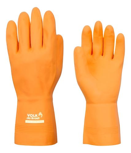 2 Pares Luva Látex Reforçada Laranja Tam. G(9) Volk Laranja