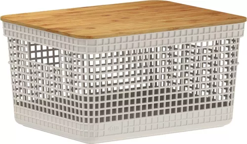 Caja Organizadora Con Tapa De Bambú 26.5x18x12.5cm - Aliss