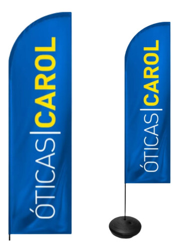 Wind Banner Dupla Face Fly Flag 3m Kit Completo Óticas Carol