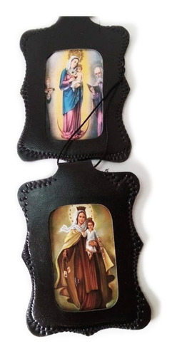 Imagen 4 de 5 de Escapulario Virgen Del Carmen En Cuerina