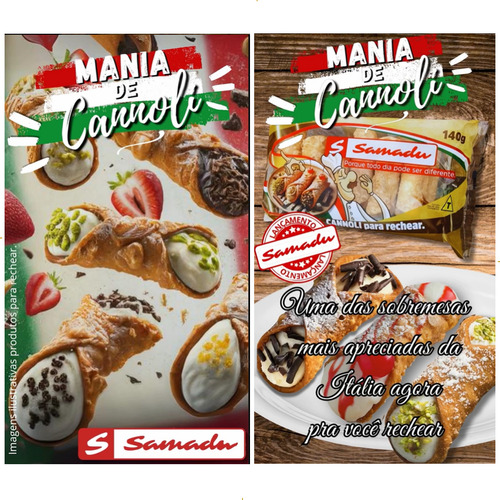Cannoli Shells Para Rechear Samadu Crocante 280g 24 Unidades