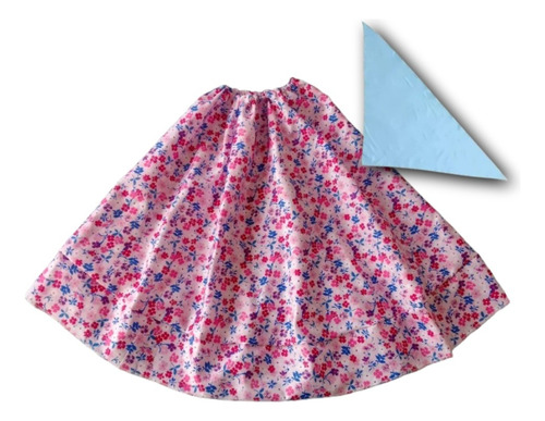 Disfraz Paisana Pollera Con Vuelo + Pañuelo Flores Rosa Acto Flores Rosa 8