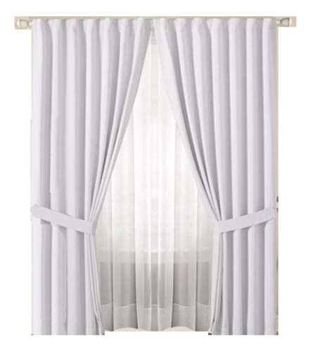 Juego De Cortinas Blackout Textil Y Voile De 2 10 Mt