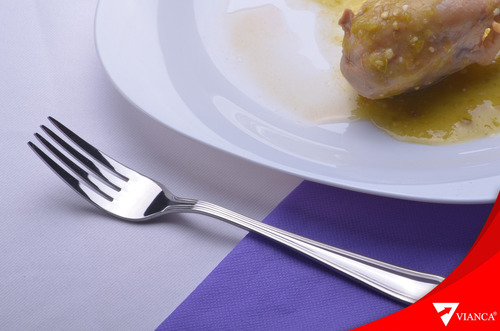 Tenedor De Mesa Vianca 12 Pz. Acero Inox. Colección Aurora Mango Pulido espejo