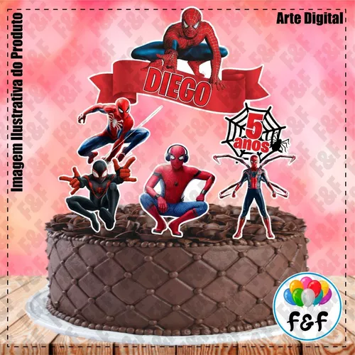 Topo de Bolo - Homem Aranha 2 - Personalizado com o nome e idade