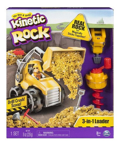 Imagem 2 de 6 de Brinquedo Kinetic Rock Trator Massa Pedra 3 Em 1 Sunny 1808