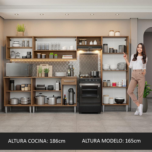 Mueble De Cocina Integral Madesa Emilly 293cm Marrón 01