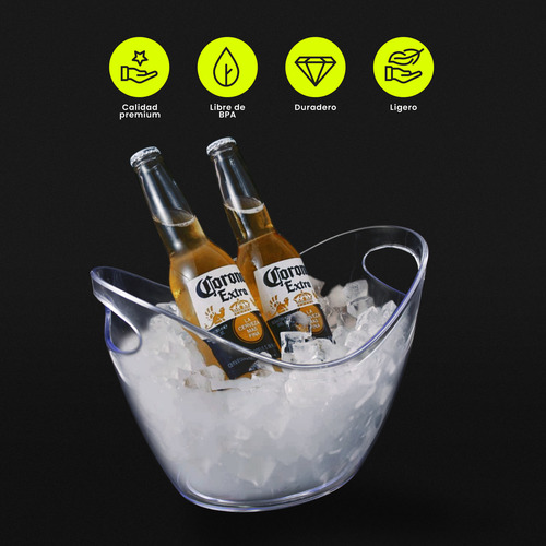 Hieleras 10pzas Transparente 4l Cerveza Botellas Y Champaña Blanco Hielera Transparente