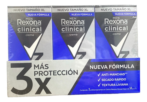 Pack Tres Antitranspirantes Rexona Clinical Men 58g Cu