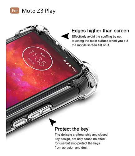 Capa Transparente Com Bordas Compatível Para Moto Z3 Play