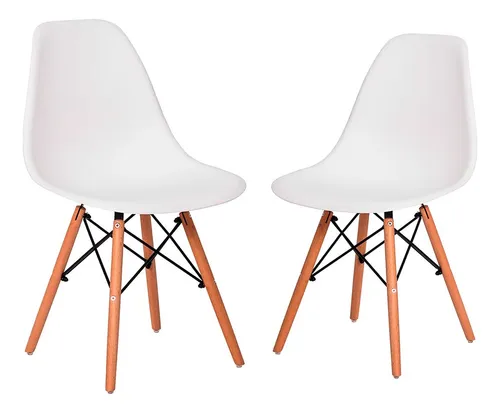 Conjunto 2 Cadeiras Charles Eames Eiffel - Cores Estrutura Da Cadeira Branco