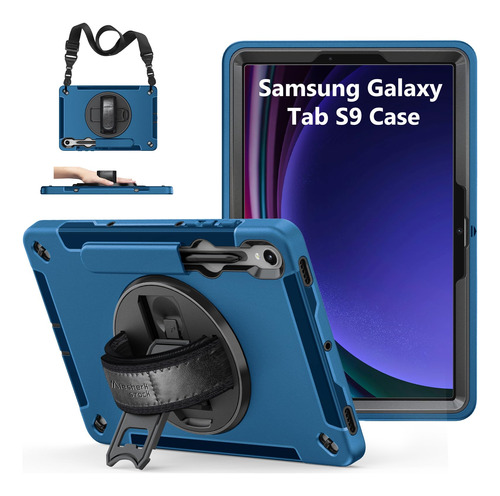 Funda Para Galaxy Tab S9 2023 Color Azul Marino Con Asa Colo