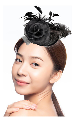 Flor Pluma Malla Fascinator Sombrero Pinza Para El Cabello
