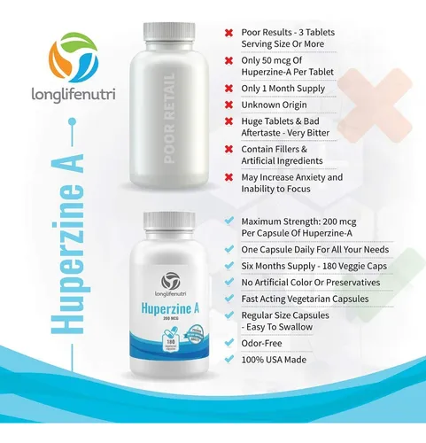 Huperzine A 200 Mcg Funcion Cognitiva 180 Capsulas