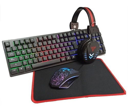 Kit Gamer 4 En 1 Teclado Mouse Auris Pad Daihatsu D-ga200 Color del teclado Negro